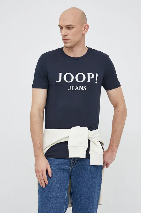 Бавовняна футболка Joop! колір синій з принтом