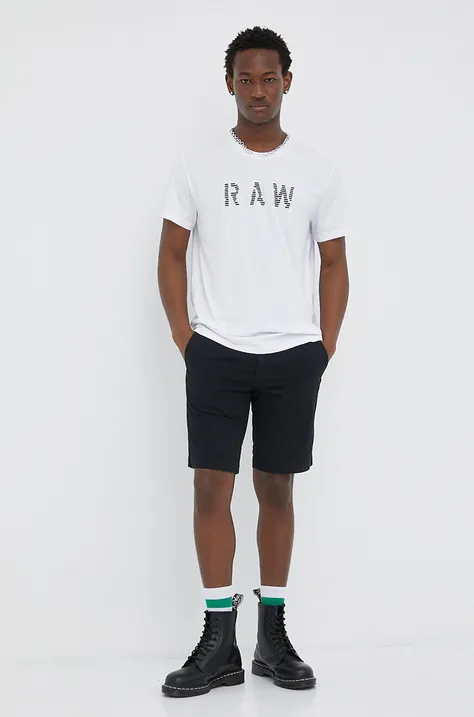 Bombažna kratka majica G-Star Raw bela barva