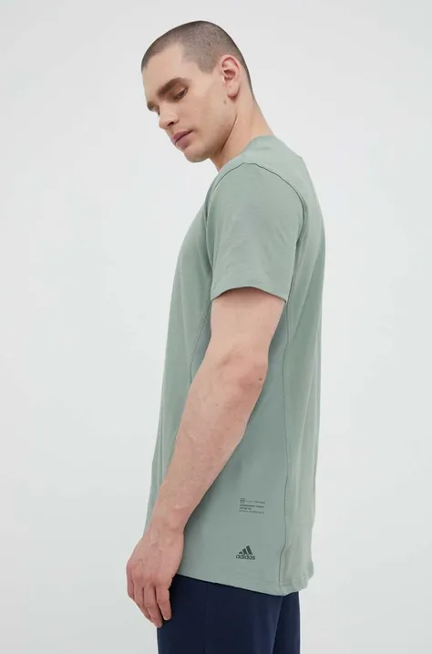 adidas t-shirt bawełniany kolor zielony gładki