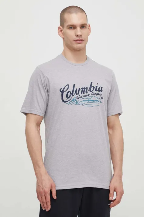 Columbia t-shirt bawełniany kolor szary wzorzysty