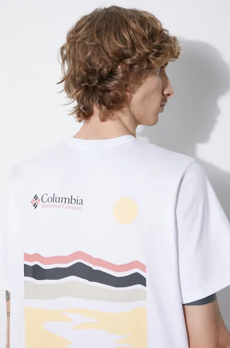 Bavlněné tričko Columbia Explorers Canyon bílá barva, 2036451