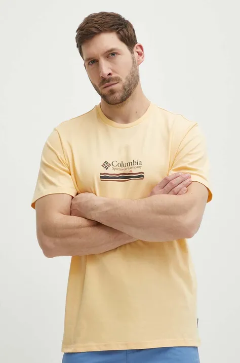 Pamučna majica Columbia boja: žuta, s uzorkom