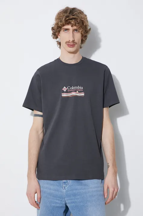 Columbia t-shirt bawełniany Explorers Canyon kolor szary wzorzysty 2036451