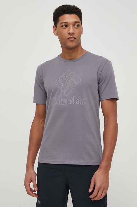 Columbia tricou sport Pacific Crossing II culoarea alb, cu imprimeu 2036472