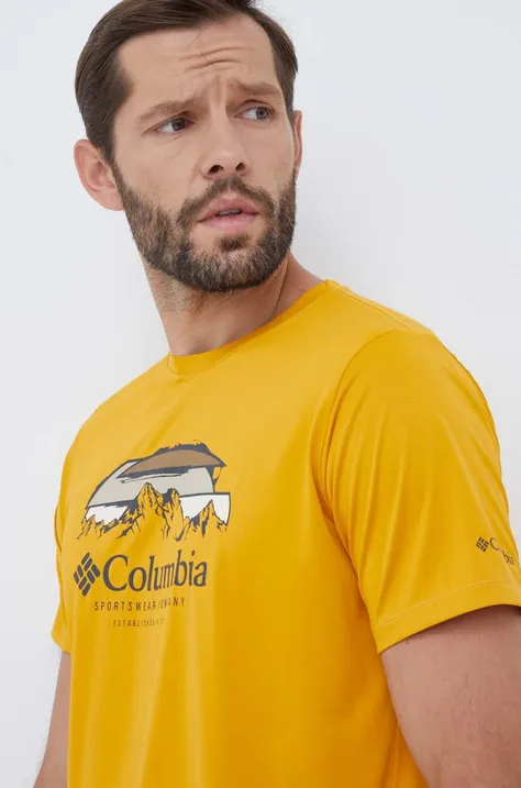 Columbia tricou sport Columbia Hike culoarea portocaliu, cu imprimeu