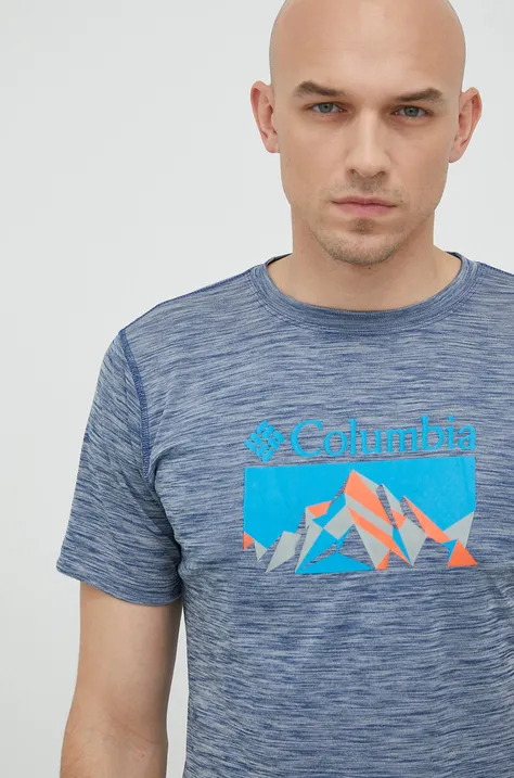 Columbia t-shirt sportowy Zero Rules kolor niebieski z nadrukiem