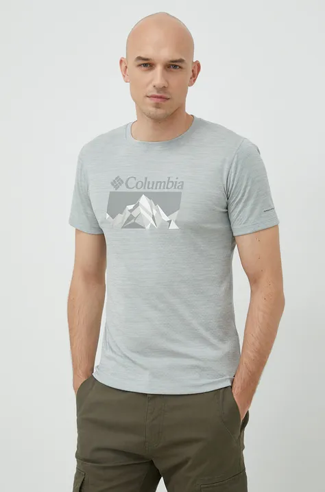 Columbia t-shirt sportowy Zero Rules kolor szary z nadrukiem