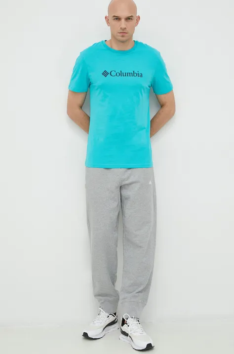 Columbia t-shirt men’s turquoise color
