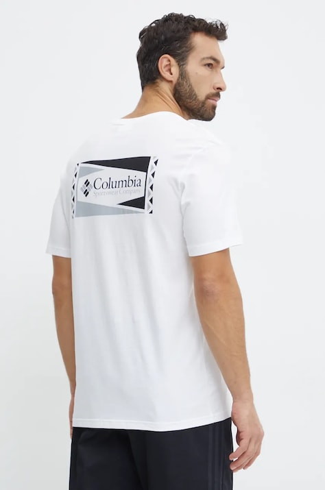Columbia tricou din bumbac culoarea alb, cu imprimeu