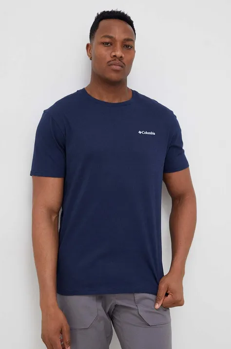 Bavlnené tričko Columbia 1834041.SS23-849, tmavomodrá farba, s potlačou