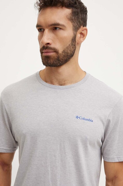 Columbia tricou din bumbac culoarea gri, cu imprimeu