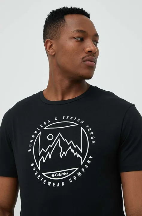 Βαμβακερό μπλουζάκι Columbia χρώμα: μαύρο