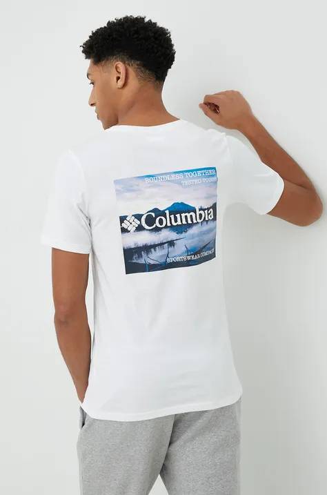 Columbia t-shirt bawełniany kolor biały z nadrukiem 1934824.SS23-112