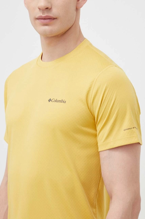 Columbia t-shirt sportowy Zero Rules kolor żółty gładki