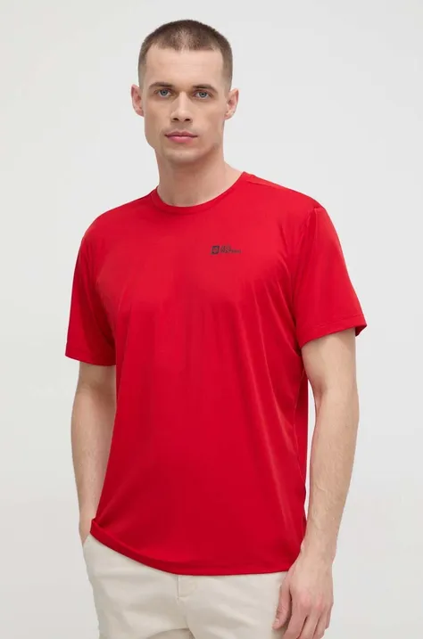 Спортивная футболка Jack Wolfskin Tech цвет красный однотонная