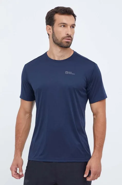 Sportska majica kratkih rukava Jack Wolfskin Tech boja: tamno plava, bez uzorka