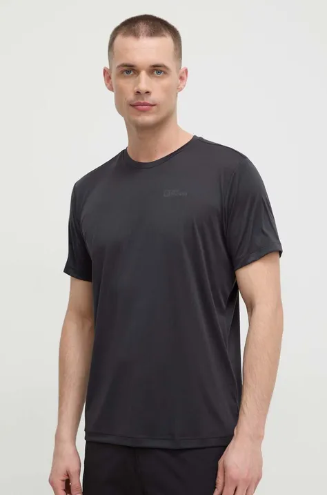 Αθλητικό μπλουζάκι Jack Wolfskin 10 χρώμα: μαύρο