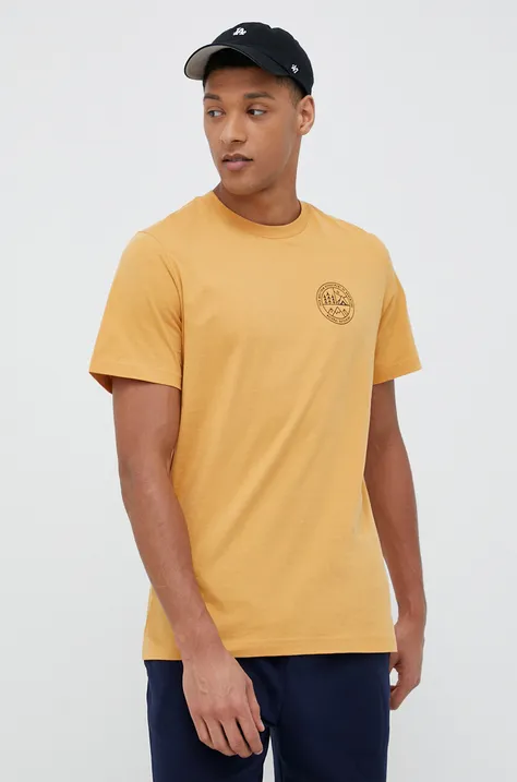 Jack Wolfskin t-shirt bawełniany 10 kolor żółty z nadrukiem