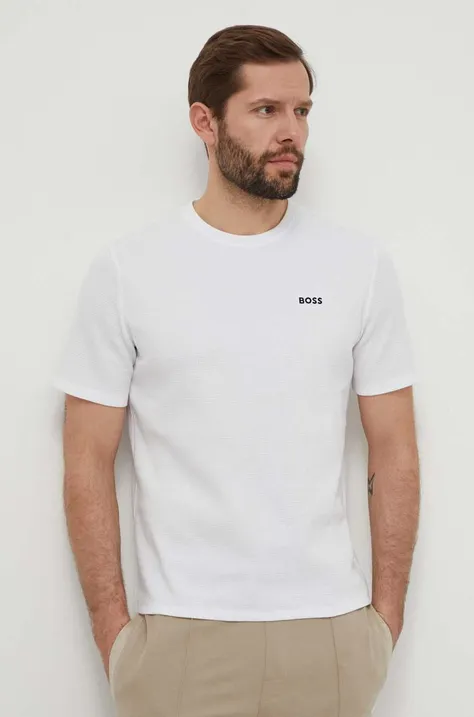 Majica kratkih rukava BOSS za muškarce, boja: bijela, bez uzorka, 50480834