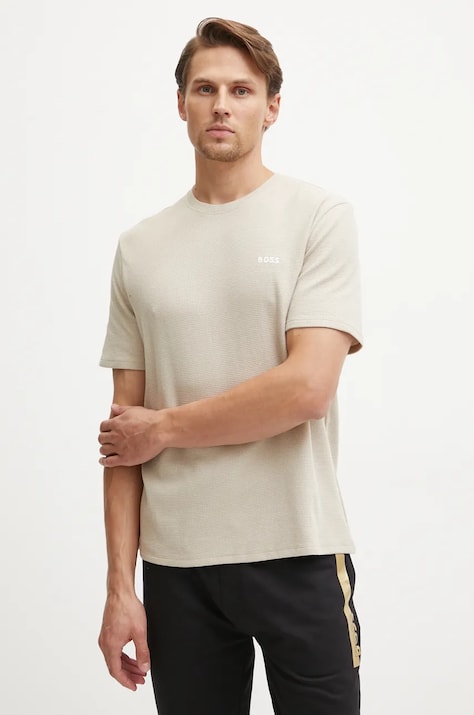 BOSS tricou barbati, culoarea bej, neted, 50480834