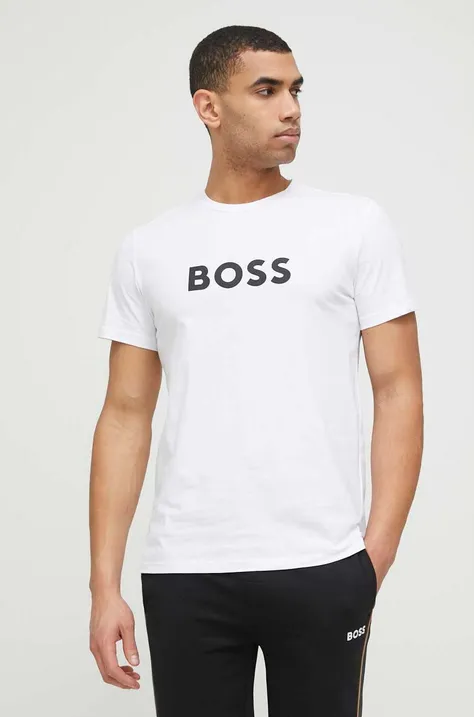 Kratka majica za plažo BOSS bela barva