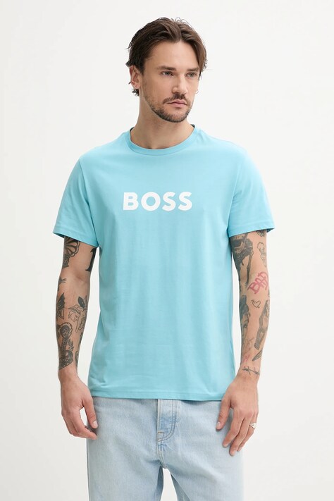Plážové tričko BOSS modrá barva
