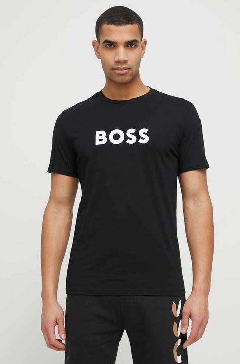 BOSS tricou de plajă culoarea negru, cu model 50491706