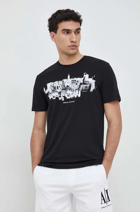 Armani Exchange t-shirt męski kolor czarny z nadrukiem
