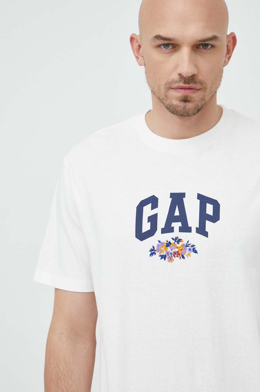 GAP t-shirt bawełniany kolor biały z nadrukiem