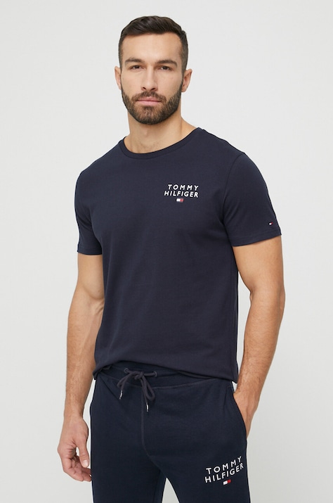 Tommy Hilfiger t-shirt bawełniany kolor granatowy z nadrukiem UM0UM02916