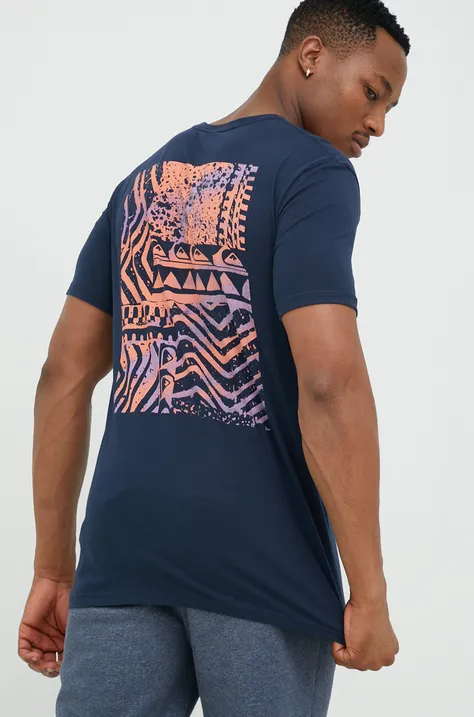 Quiksilver t-shirt bawełniany kolor granatowy z nadrukiem