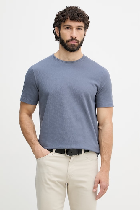 BOSS T-shirt męski z bawełną Tiburt 240 niebieski 50452680