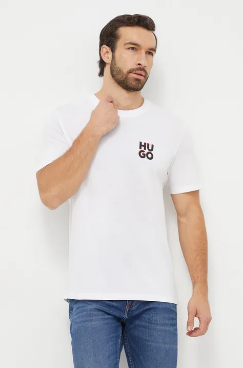 Pamučna majica HUGO 2-pack boja: bijela, s tiskom