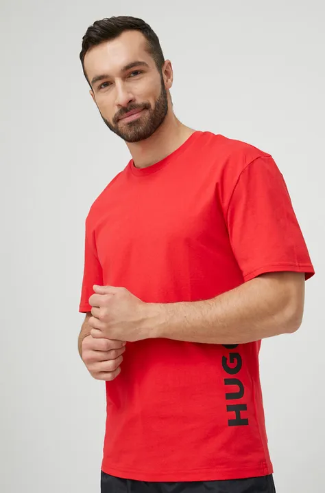 Kratka majica za plažo HUGO rdeča barva