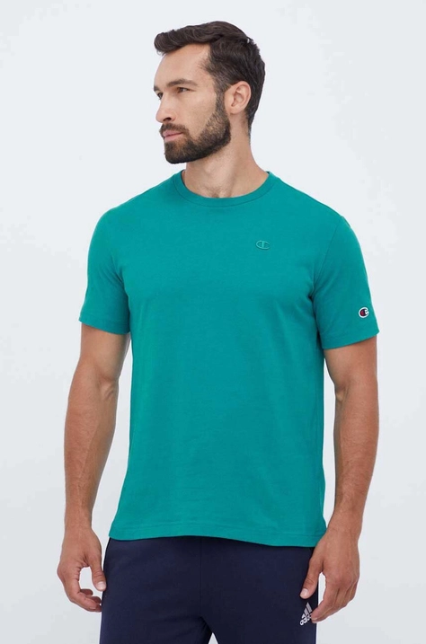 Champion tricou din bumbac culoarea verde, neted