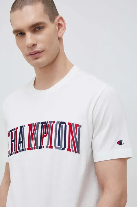 Champion t-shirt bawełniany kolor biały wzorzysty