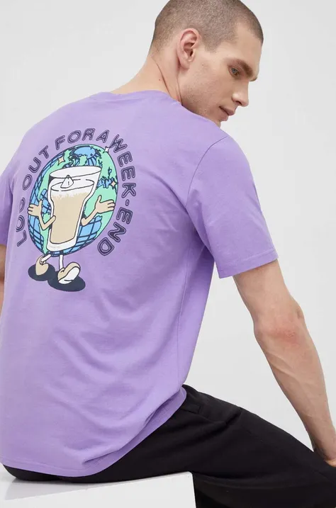 Бавовняна футболка Champion колір фіолетовий візерунок