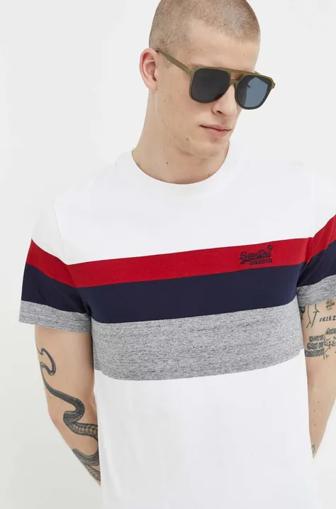 Superdry t-shirt bawełniany kolor biały wzorzysty