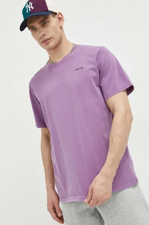 Superdry t-shirt bawełniany kolor fioletowy gładki