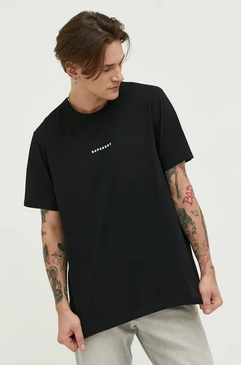 Bavlnené tričko Superdry čierna farba, s potlačou