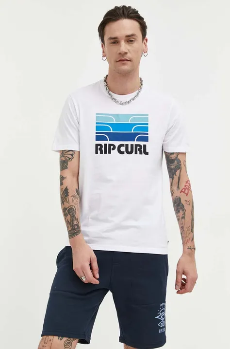 Rip Curl t-shirt bawełniany kolor biały z nadrukiem