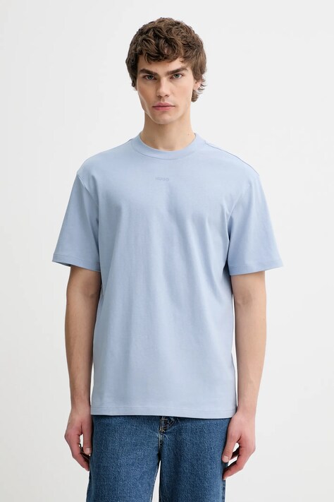 HUGO t-shirt bawełniany męski kolor niebieski gładki 50488330