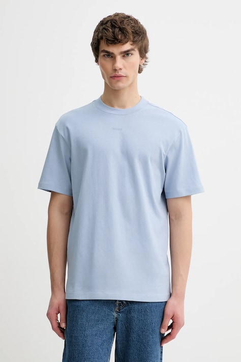 HUGO t-shirt bawełniany męski kolor niebieski gładki 50488330