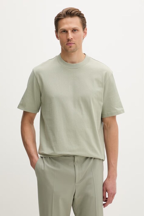 HUGO T-shirt męski bawełniany Dapolino zielony 50488330