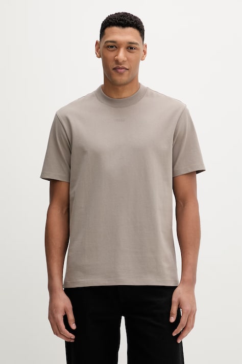 HUGO t-shirt bawełniany męski kolor brązowy gładki 50488330