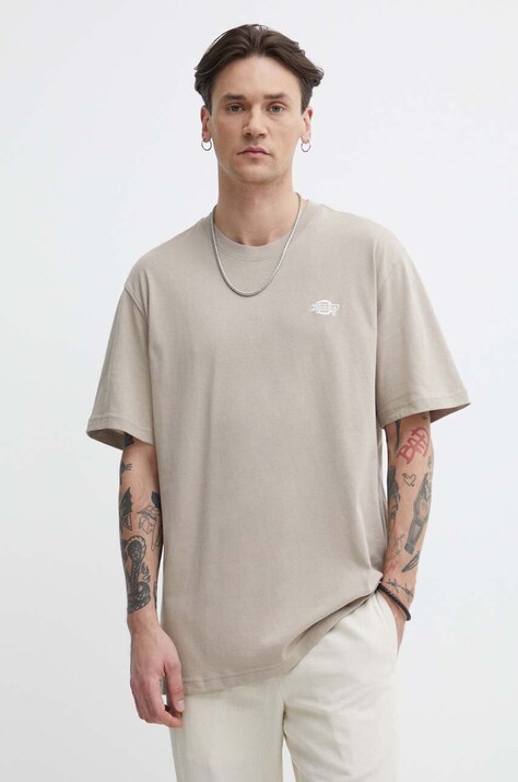 Βαμβακερό μπλουζάκι Dickies χρώμα μπεζ DK0A4YAIBLK1