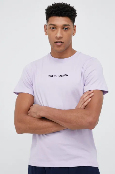 Βαμβακερό μπλουζάκι Helly Hansen χρώμα μοβ 53936