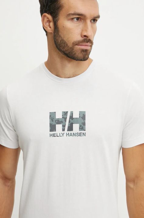 Хлопковая футболка Helly Hansen CORE GRAPHIC мужская цвет чёрный узорный 53936