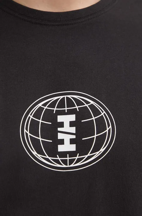 Helly Hansen t-shirt bawełniany kolor czarny wzorzysty
