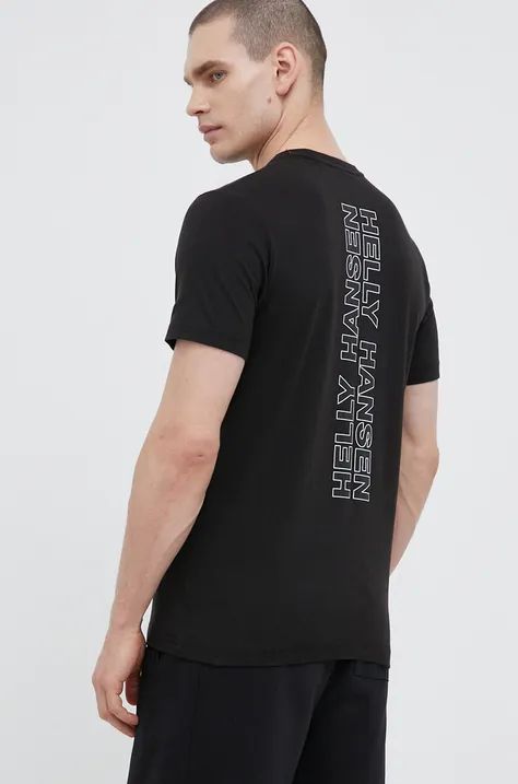 Бавовняна футболка Helly Hansen колір чорний візерунок 53936-697